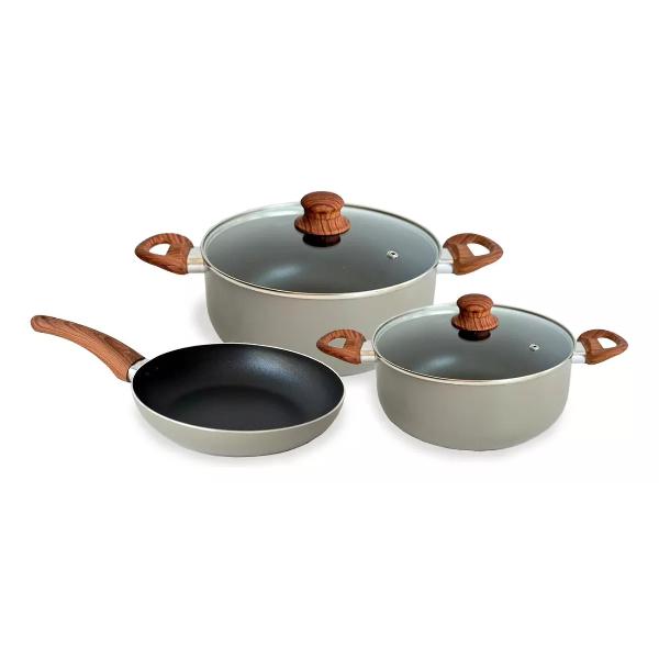 Set De Ollas Cocina Hudson Gris Con Antiadherente 9 Piezas